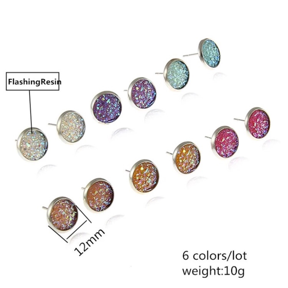 NEW!๐๐CIRCLE DRUZY EARRING!๐๐GLITTERING RESIN! - Picture 3 of 8
